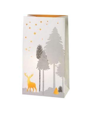  Räder : Set de 2 sacs en papier photophore, Décor renne en forêt