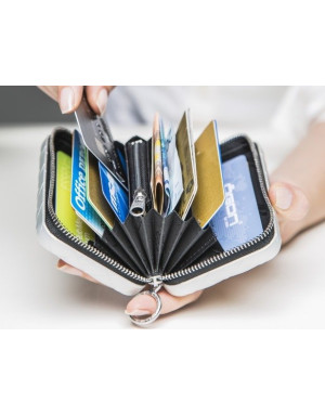 Portefeuille Quilted Zip aluminium pour cartes et monnaie