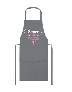 Super Maman - Tablier de cuisine gris 100% coton
