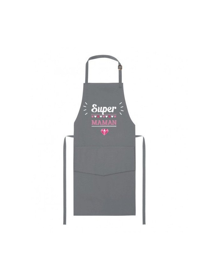 Super Maman - Tablier de cuisine gris 100% coton