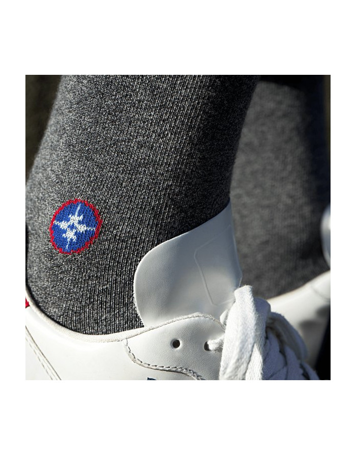Chaussettes unies gris chiné avec logo
