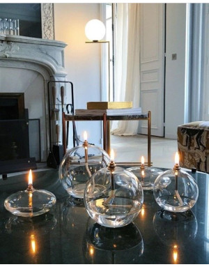  Periglass :  Lampe à huile ronde en verre soufflé