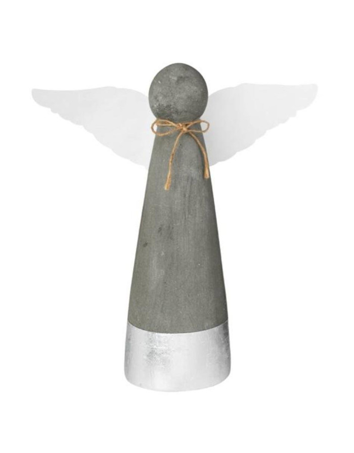 Figurine Ange gardien en béton brut, décor Or ou Argent