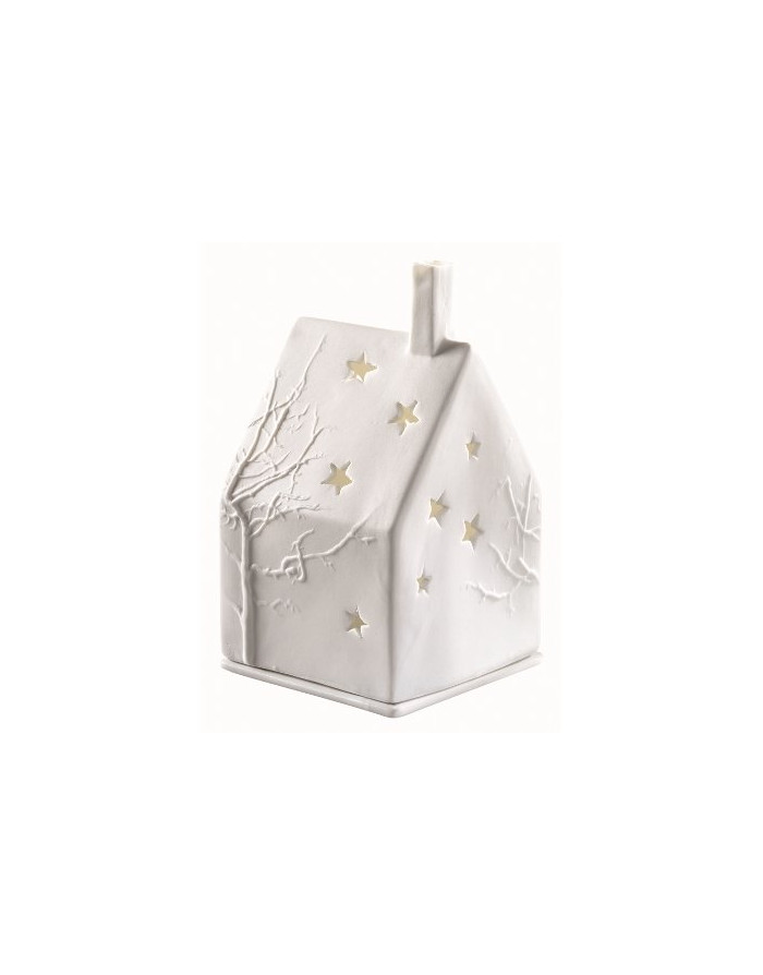  Räder : Maison décor arbre étoiles photophore porcelaine blanche