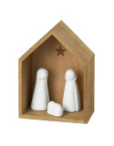 Nativity Petite crèche en bois naturel et Porcelaine