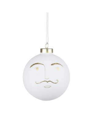  Räder :  Boule de Noël Hartmut 10 cm, Visage d homme à moustache