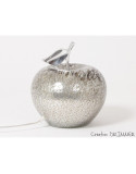 Manzana, Lampe à poser pomme en verre argenté, 27 cm