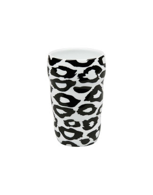 Mug double paroi , porcelaine, motif léopard
