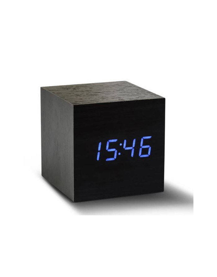 Click Clock, cube réveil en bois avec affichage digitale, noir