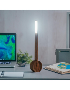 Octagon One, Lampe de bureau LED, Sans fil, Bois de Noyer