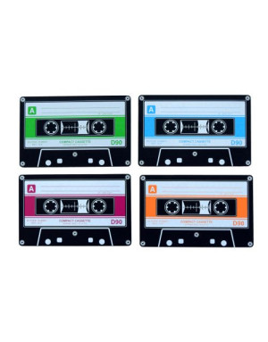 Vintage, 4 dessous de verres en forme de cassette, silicone