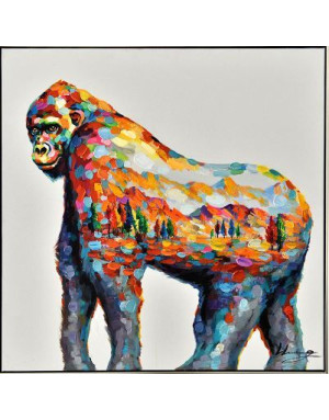 Tableau Gorille coloré, 100 x 100 cm