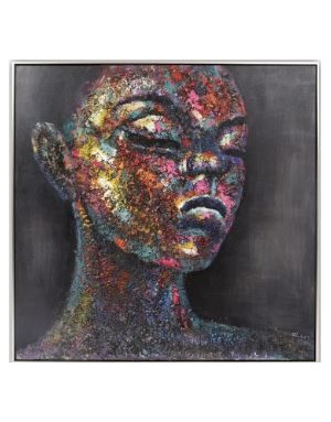 Tableau en relief, femme coloré, 80 x 80 cm