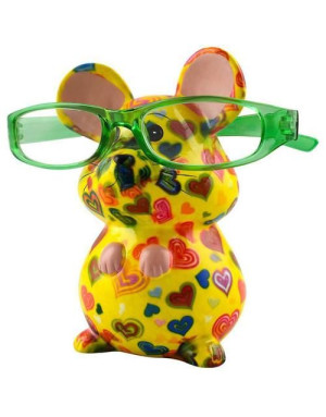 Porte lunettes, Martha la souris jaune avec des coeurs