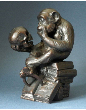 Statue "Singe philosophe avec un crâne" de Rhetnhold