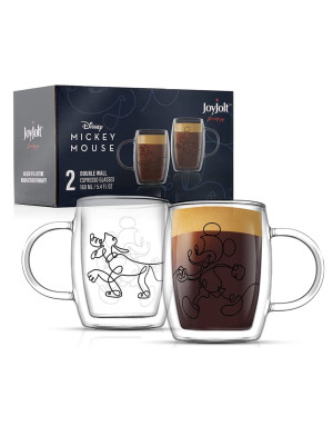 JoyJolt : Duo de tasses Double Paroi,  Mickey et Pluto, tasse espresso
