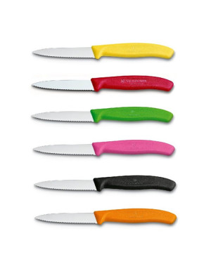 Swiss Classic Couteau lame crantée 8 cm, six coloris