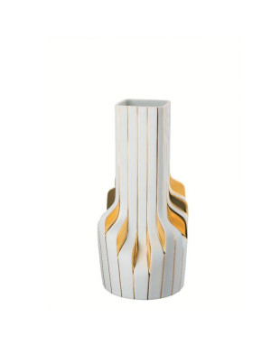 Vase Strip Vase Blanc et Or 40 cm Design Zaha Hadid