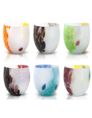Mazzega Art : I colori di Murano 6 verres Ronds Light Blanc assortis