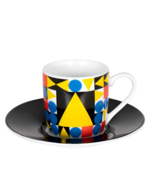 Konitz : Bauhaus Triangle Jaune Duo de tasses à café en porcelaine