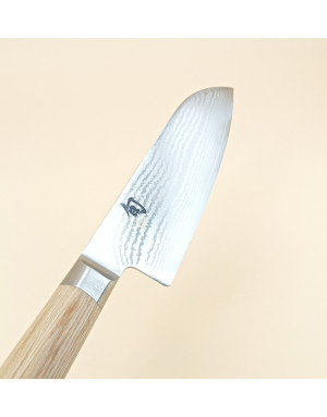 kaï : Shun Classic White, Santoku 18 cm japonais, lame damassée