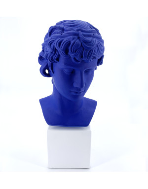 Sophia : Tête d'Antinous, sculpture taille XL coloris Sophia Blue