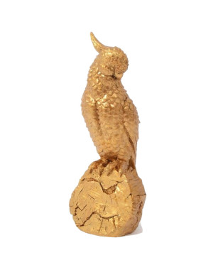 Sculpture perroquet doré 35 cm