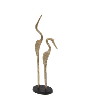 Tacora – Sculpture oiseaux noir et or, 53 et 64 cm