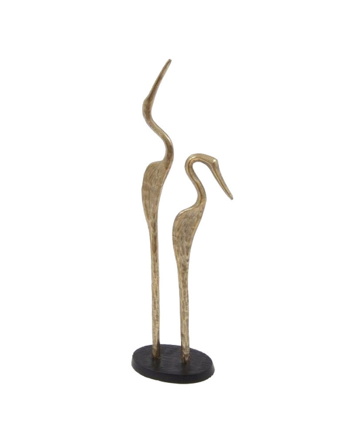 Tacora – Sculpture oiseaux noir et or, 53 et 64 cm
