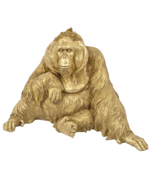 Jungle – Sculpture Orang-Outan assis en or 54 cm