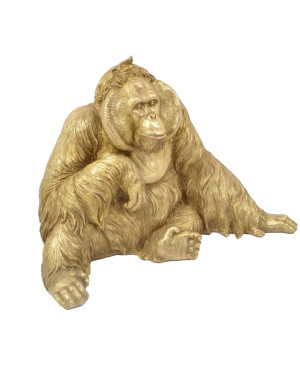 Jungle – Sculpture Orang-Outan assis en or 54 cm