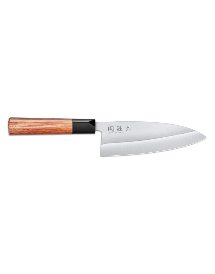 Kaï : Seki Magoroku Red Wood, Couteau Deba 15,5 cm, à lame asymétrique