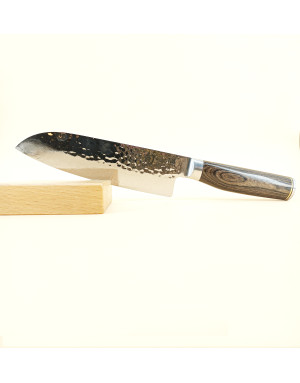 Kaï : Shun Premier Tim Mälzer, Couteau japonais Santoku 18 cm, lame damassée & martelée