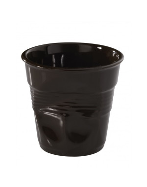  Revol : Gobelet Froissé Noir brillant - Tasse espresso 8cl Porcelaine