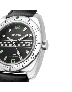 Kelton : "Rallye" Montre bracelet noir en cuir véritable