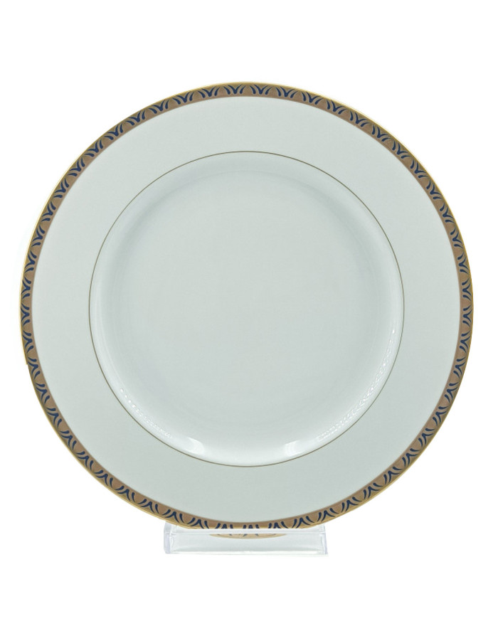 Rizières d'Or bleu filet or, Assiette plate 26,5 cm er 21,5 cm