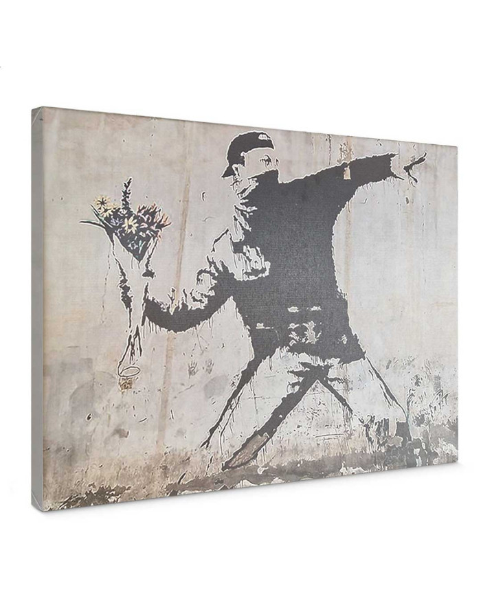 Wallity : Flower thrower tableau reproduction de Banksy