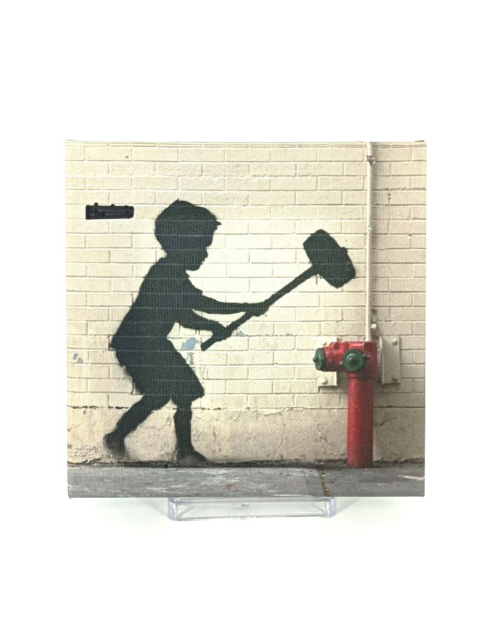 Eicie : NY: Le garçon au marteau de Banksy, Tableau 20x20 Cm