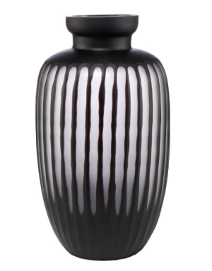 Goebel : Carved, vase haut noir en verre 38 cm