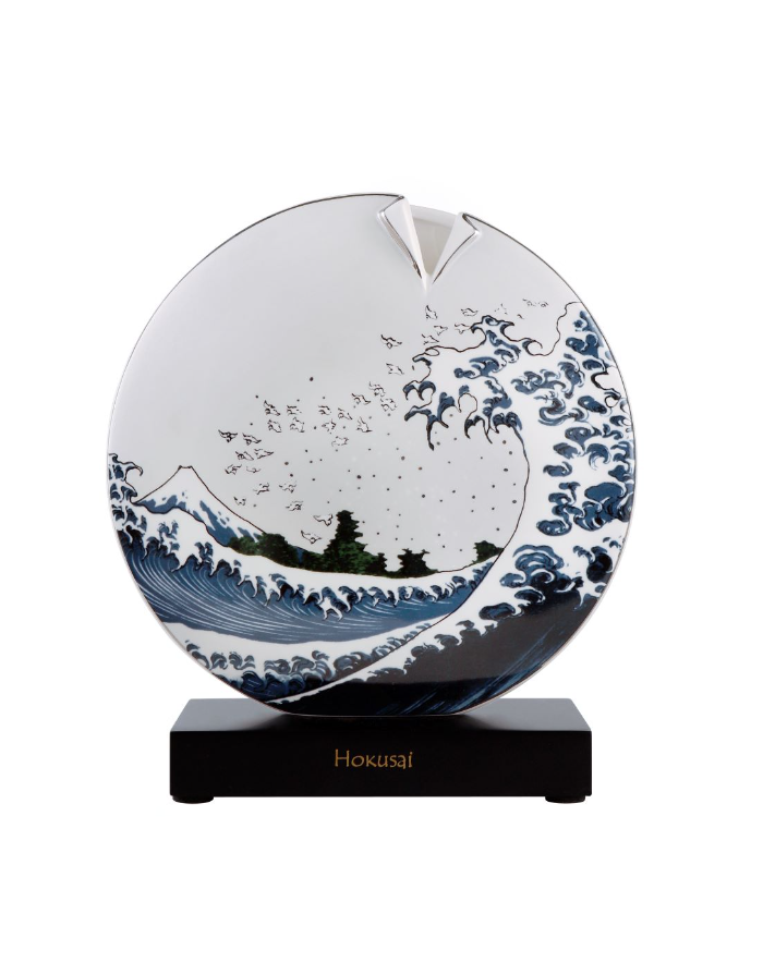 Goebel : Vase rond sur socle, La Vague par Hokusai