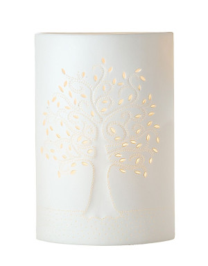 Gilde : Arbre de vie, Lampe Ellipse en porcelaine 28 cm 