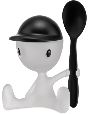 Cico Coquetier avec cuillère et salière dans la casquette noire