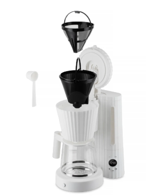 Alessi : Plissé , Machine a café programmable avec filtre 1.5L , Blanc