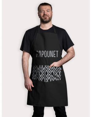 Papounet , Tablier cuisine noir 100% coton