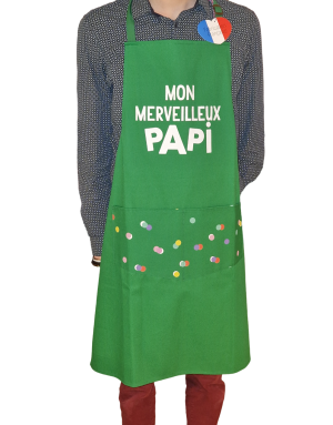 Alma Mater : Mon merveilleux Papi , Tablier cuisine Vert, 100% coton