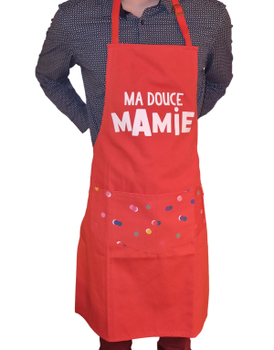 Alam Mater : Ma Douce Mamie, Tablier de cuisine orange, 100% coton