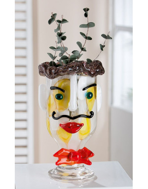 Gilde : Alfredo, Vase visage en verre 29 cm