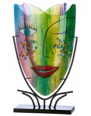Gilde : Amour, Vase visage en verre sur support 49 cm