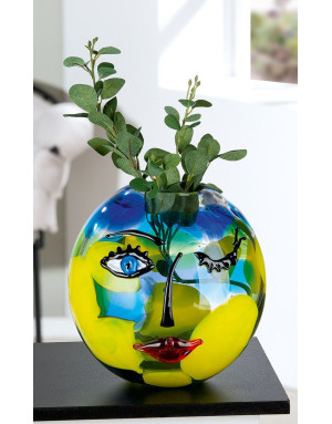 Gilde : Novento, Vase visage boule en verre 25 cm