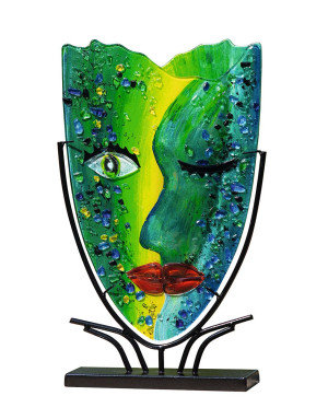 Gilde : Twinkle, Vase visage en verre avec support, 49 cm